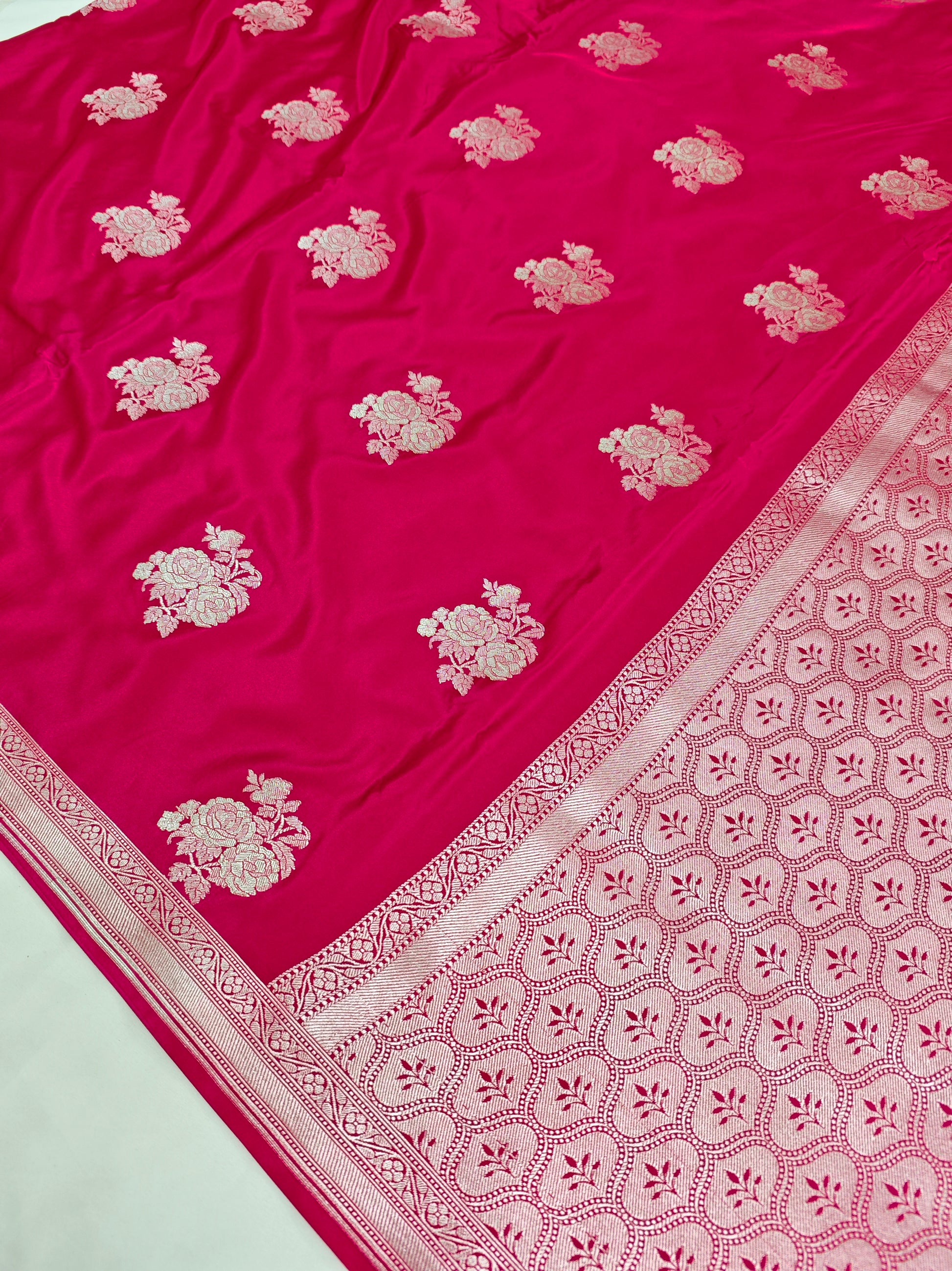 cherry pink mashru silk saree