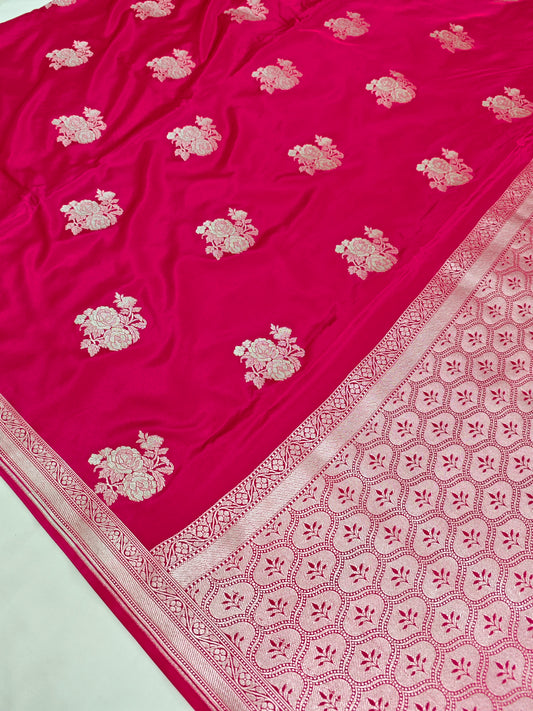 cherry pink mashru silk saree