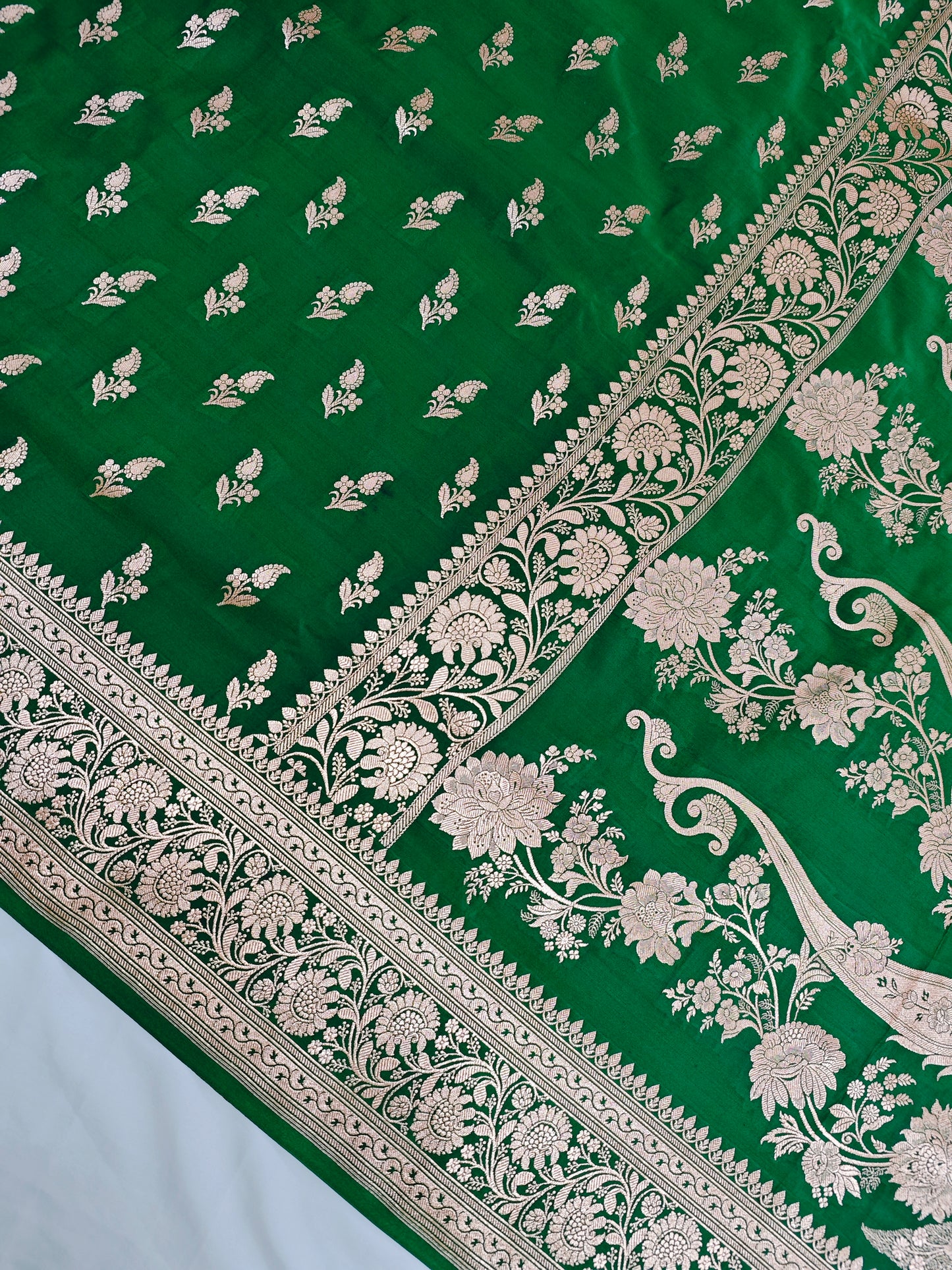 Green wedding sarees with Designer pallu
