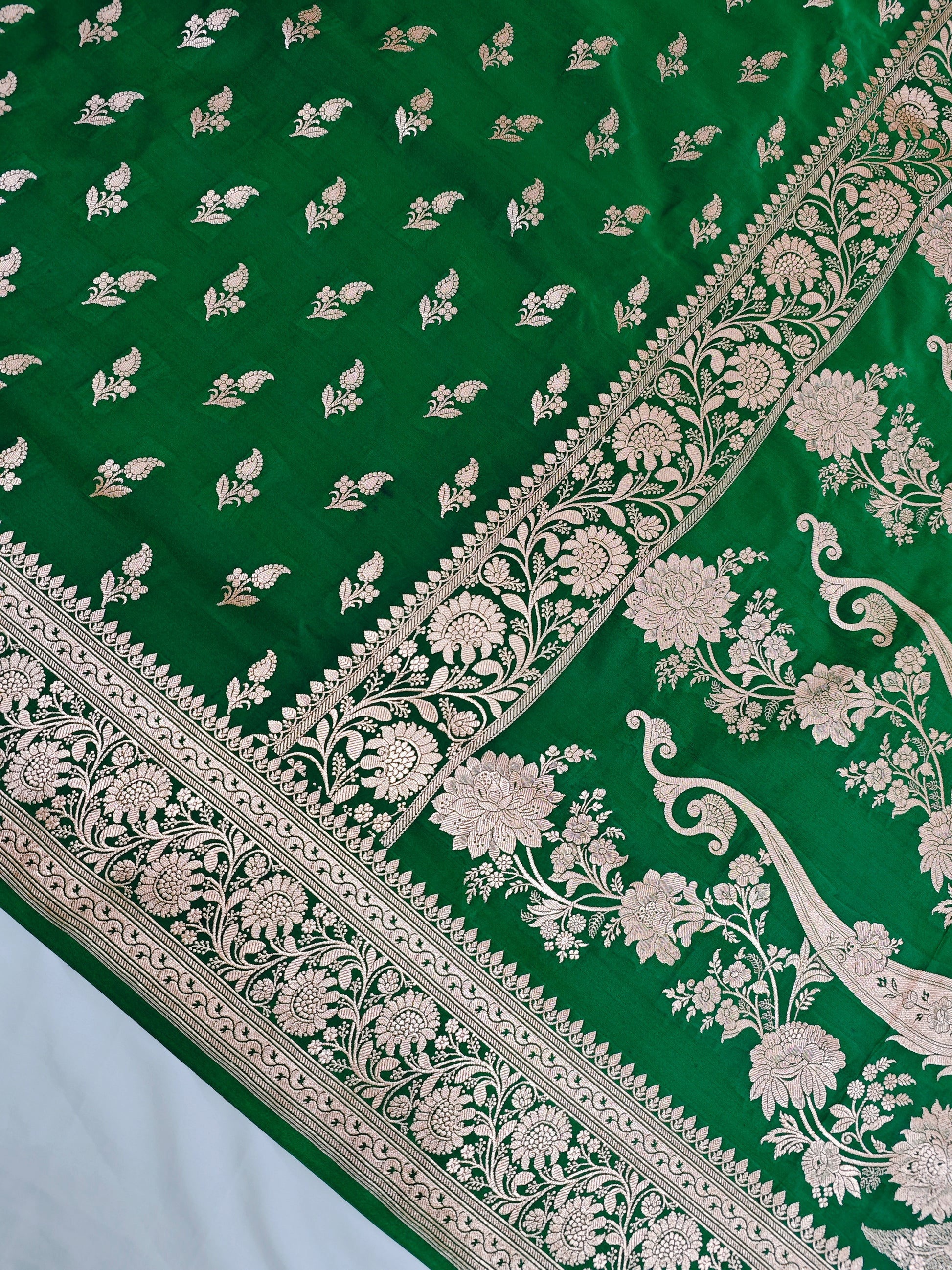 Green wedding sarees with Designer pallu
