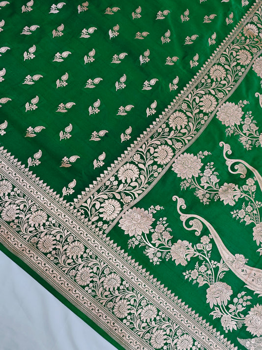 Green wedding sarees with Designer pallu