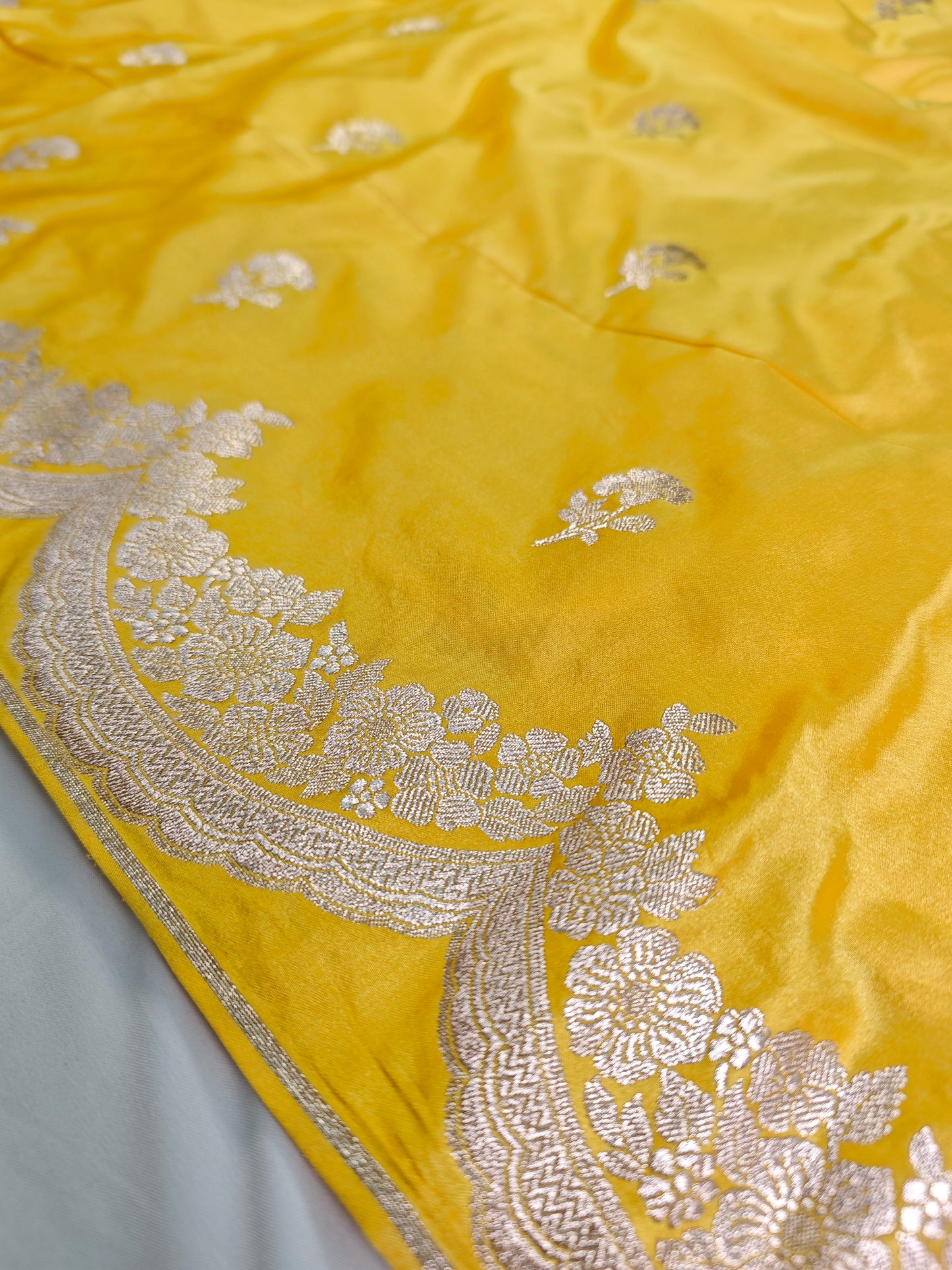 Scallop Border Gold Mashru Katan MS-11