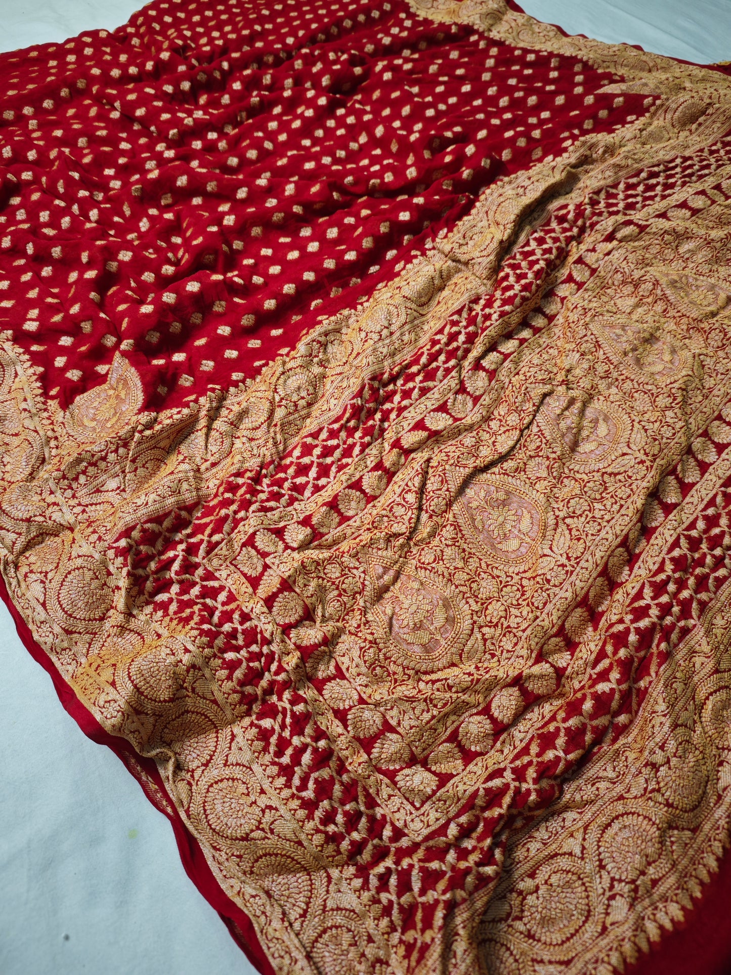 Red Pure Chiffon silk saree CF-1