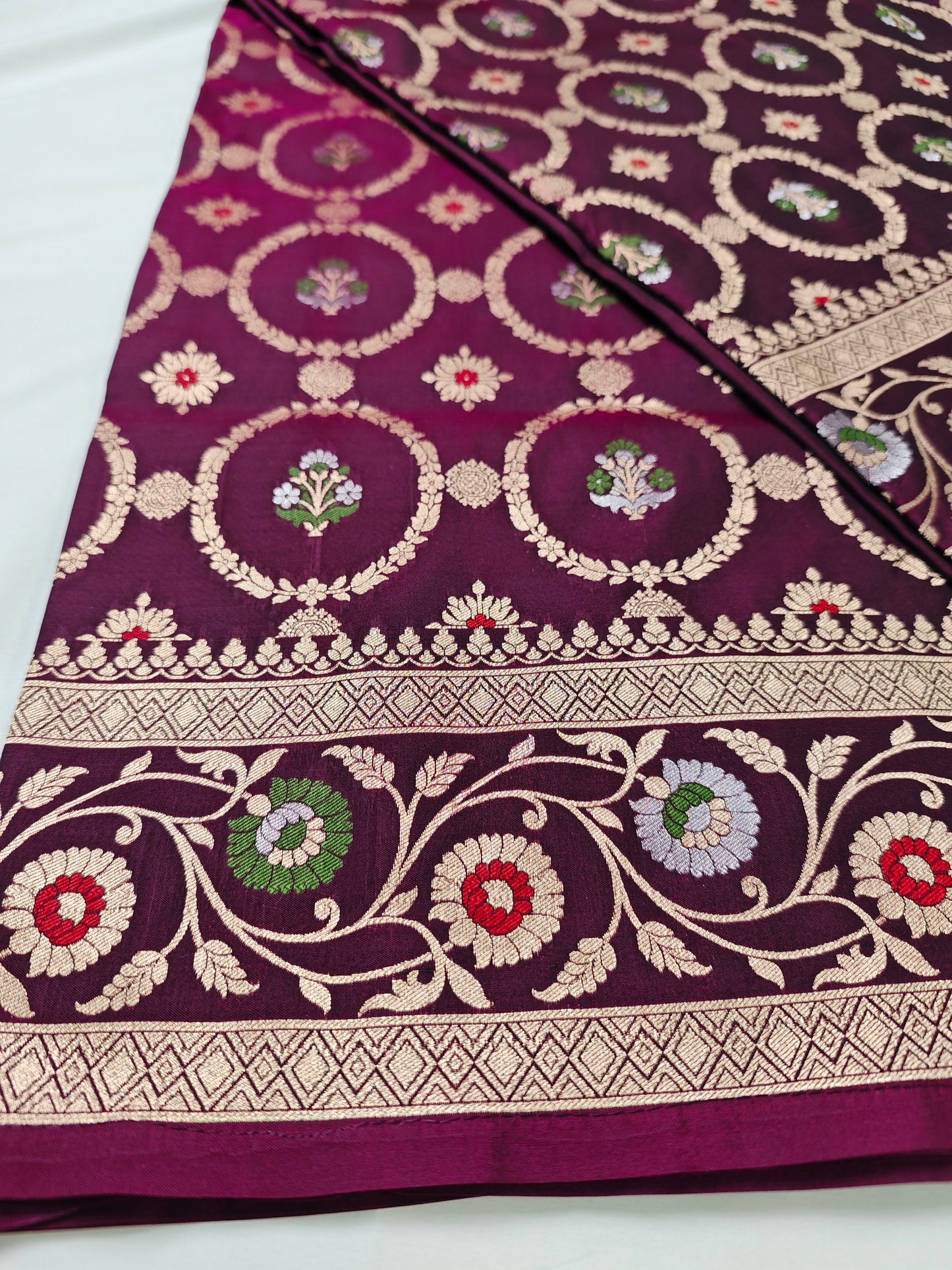 Meenakari Booti x Jaal Wine Semi Katan SK-4