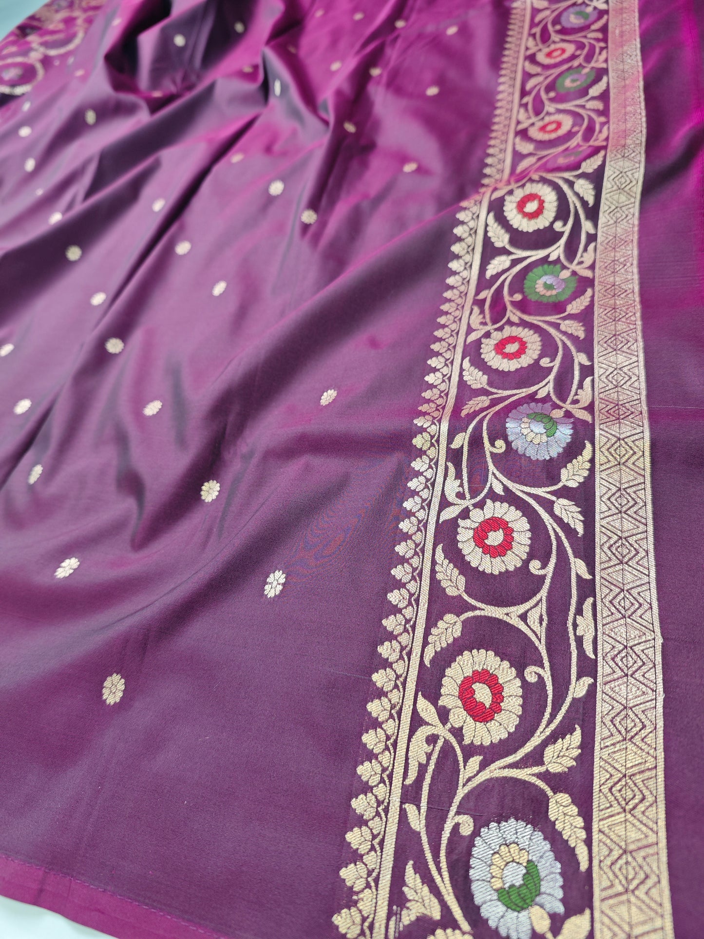 Meenakari Booti x Jaal Wine Semi Katan SK-4