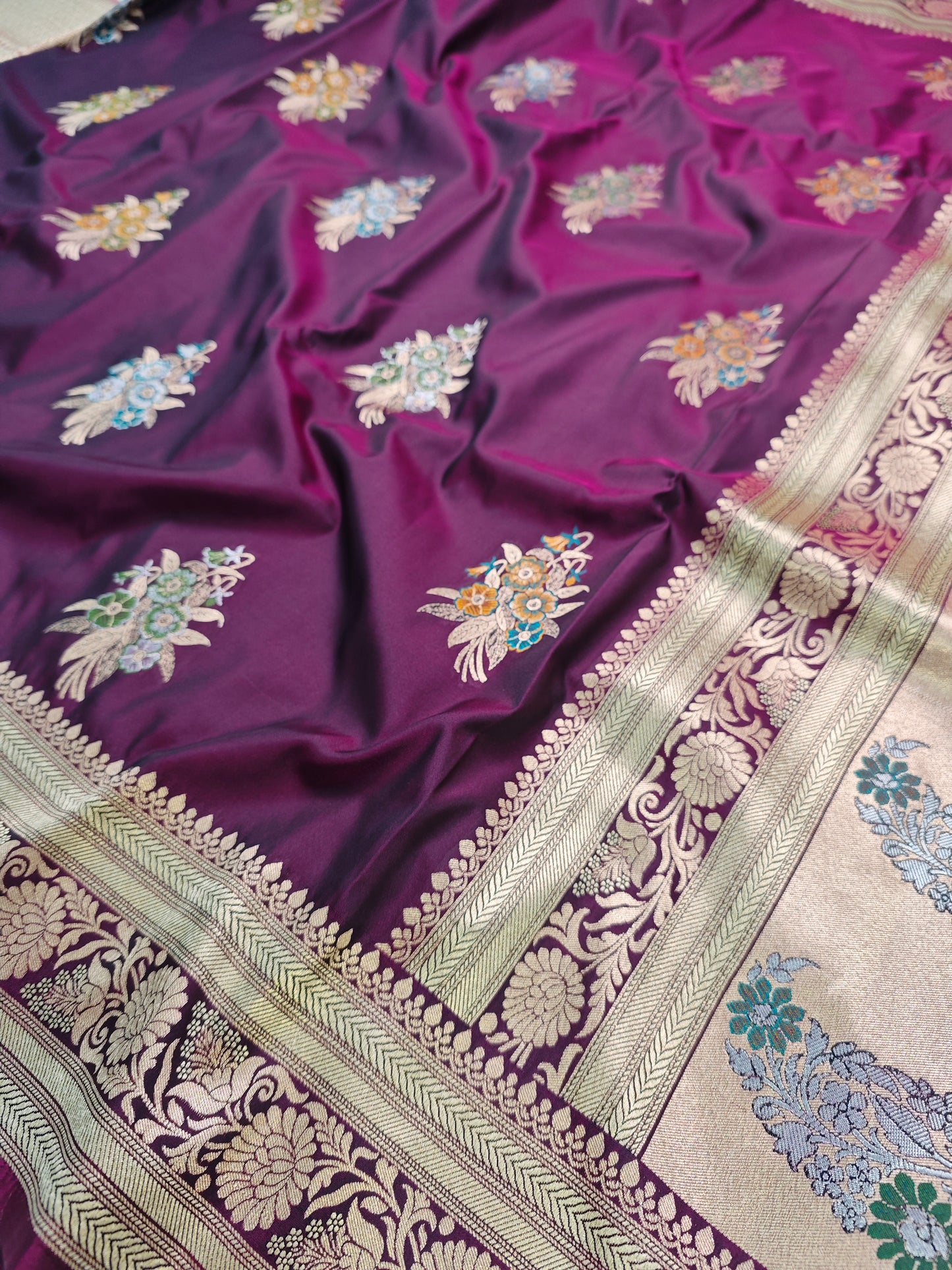 Wine Meenakari Boota Semi Katan SK-3