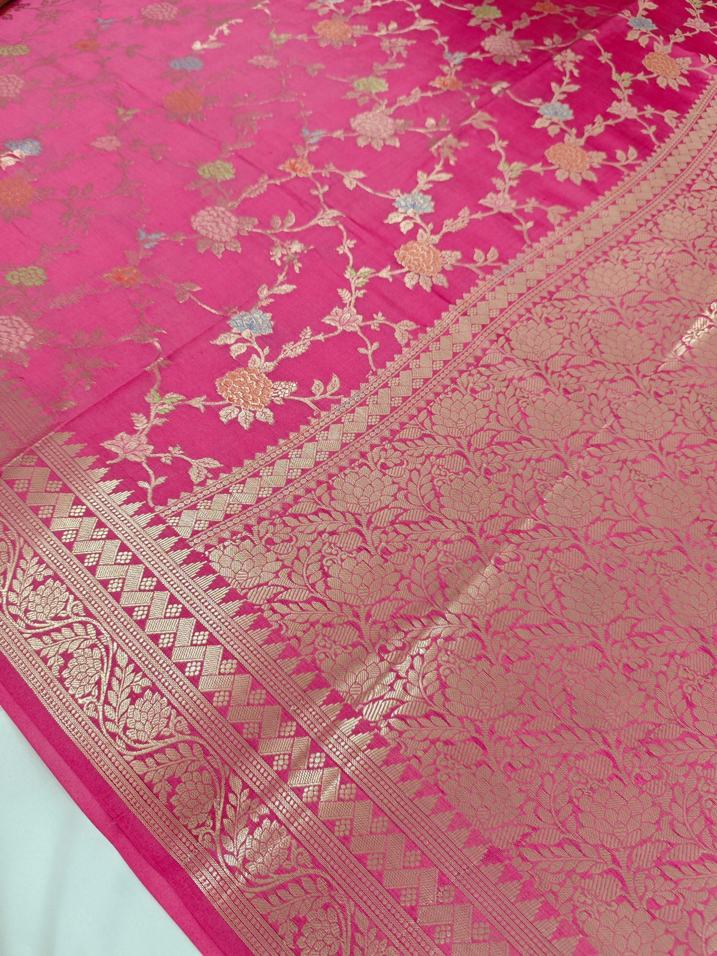 Strawberry pink shades Pure Dupion silk saree DP-6
