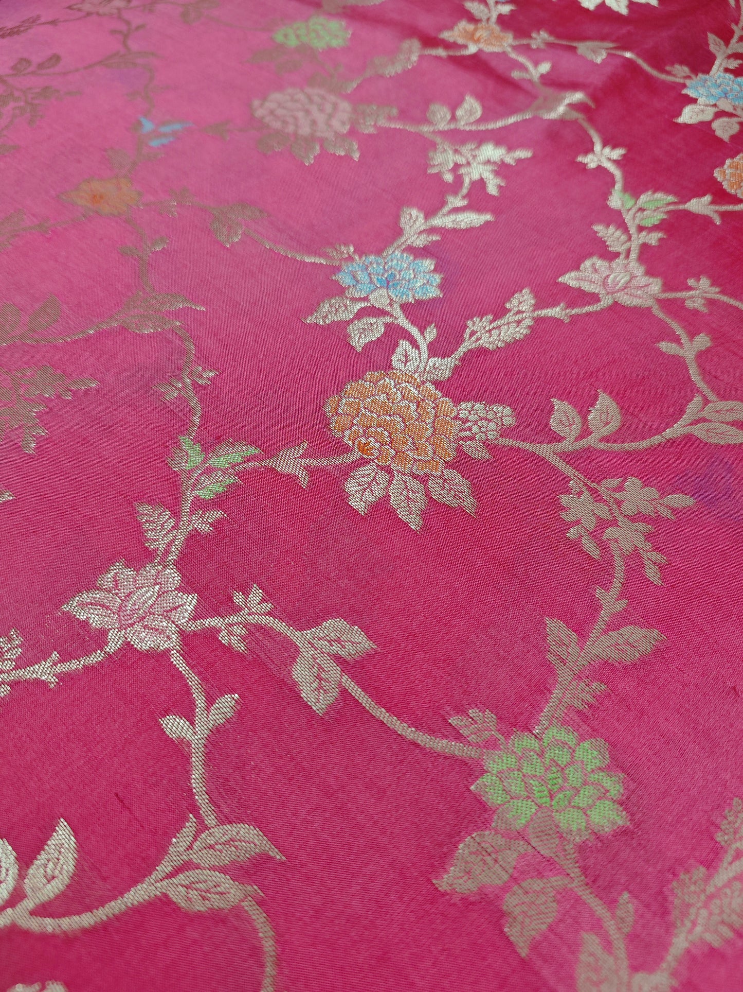 Strawberry pink shades Pure Dupion silk saree DP-6