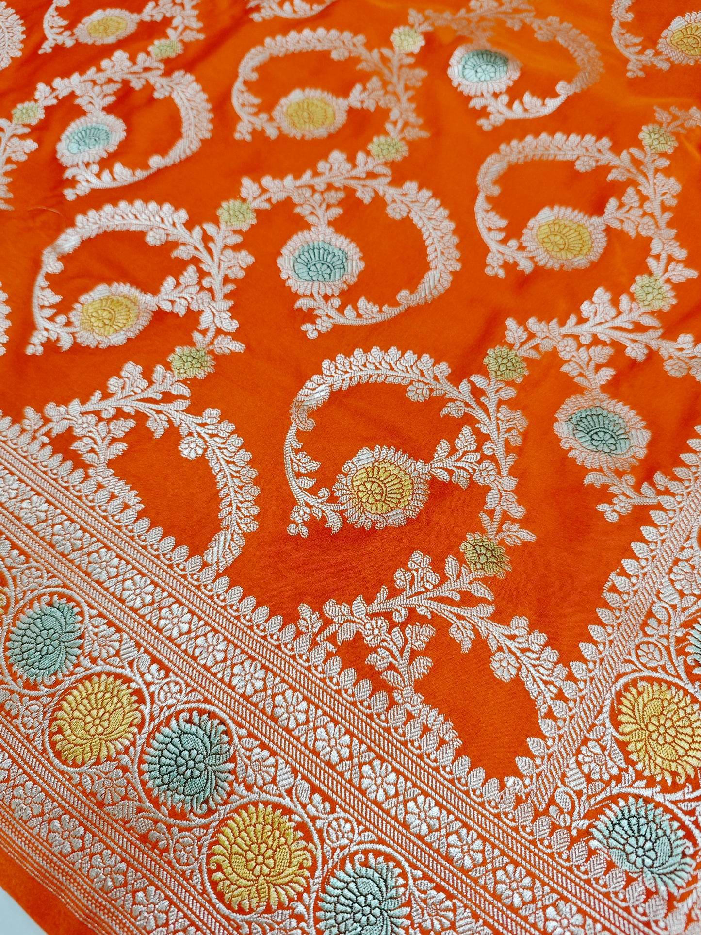 Orange Banarasi Mashru Katan MS16