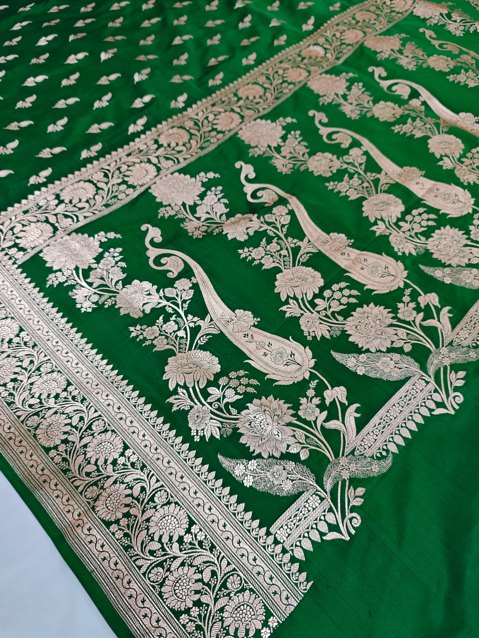 Green Banarasi wedding saree