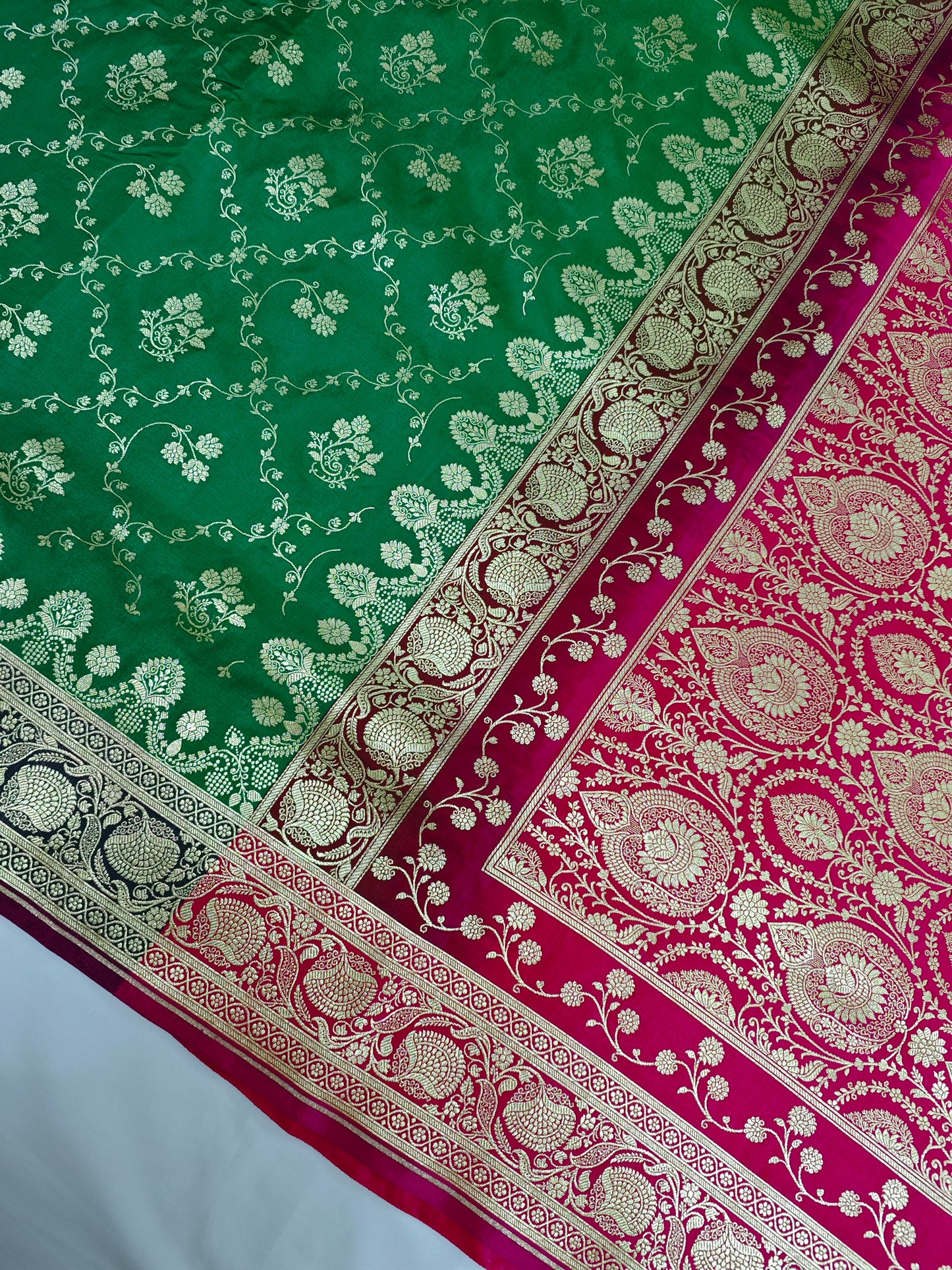 banarasi satin silk saree with contrast border