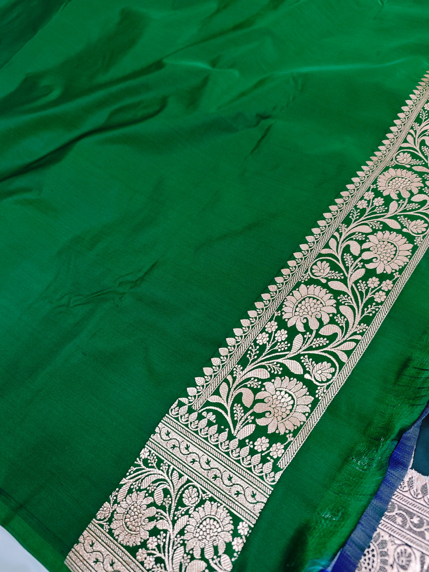 Green satin saree blouse