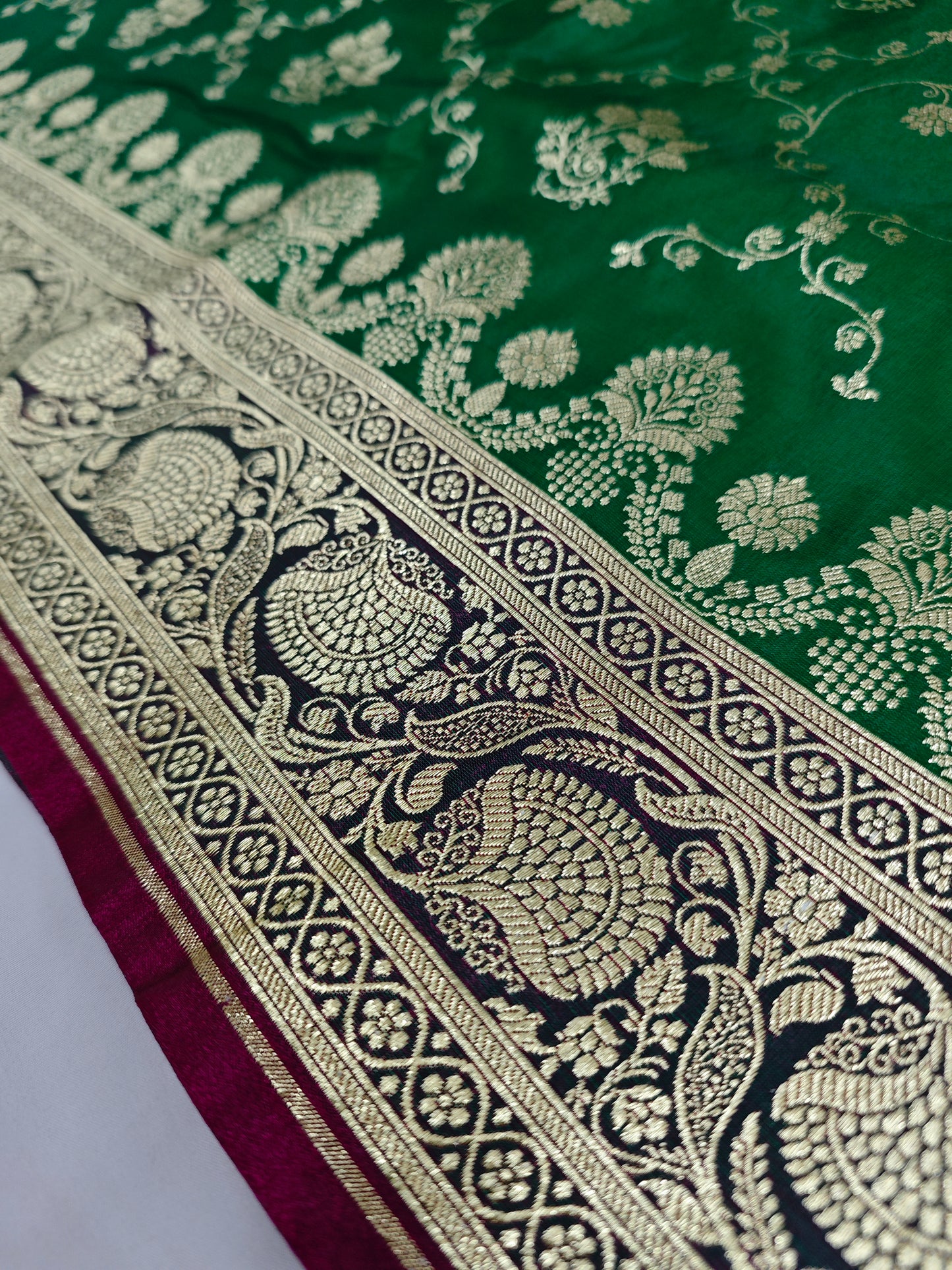 satin slik saree with contrast border