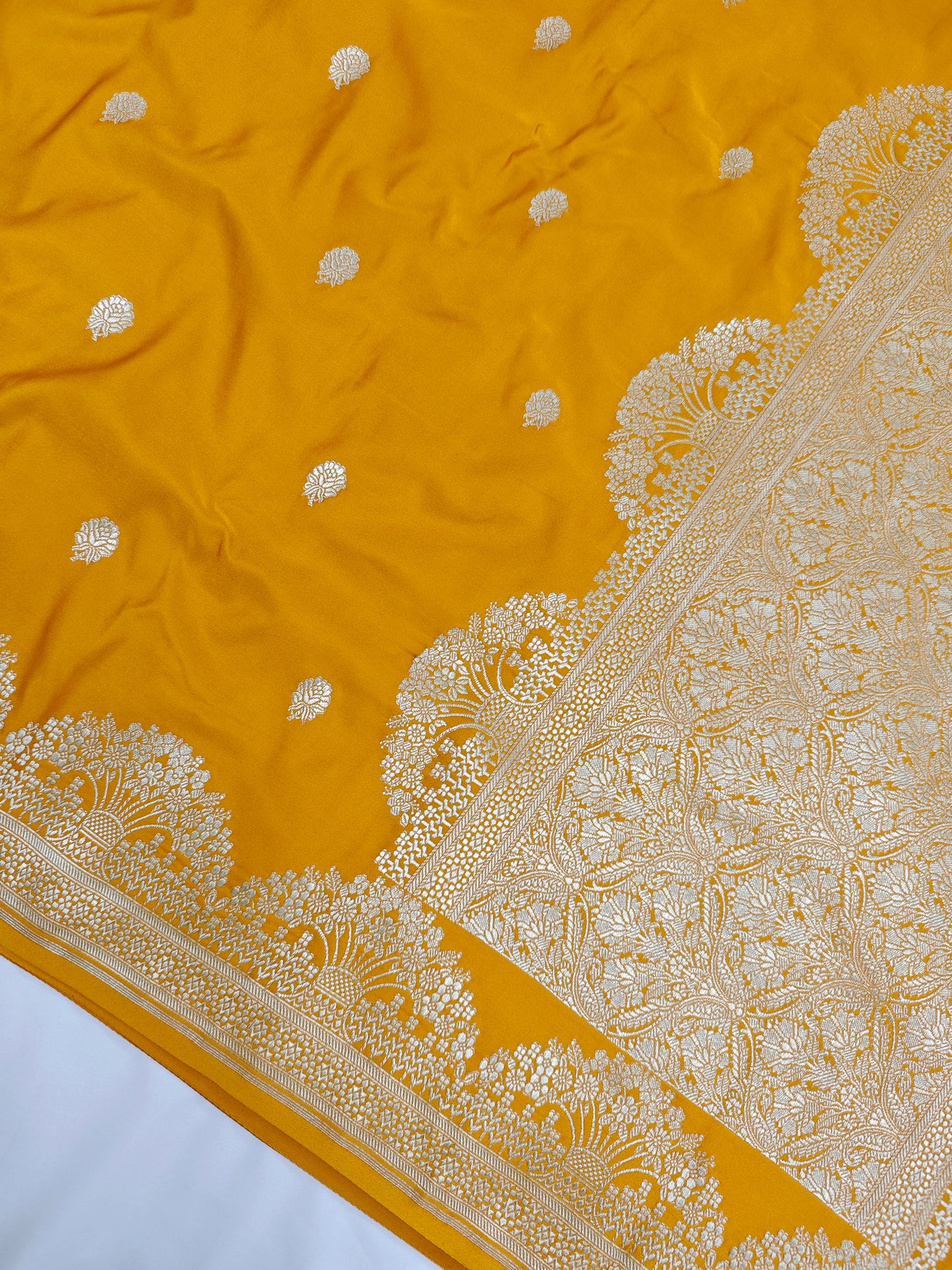 mustard mashru silk wedding saree