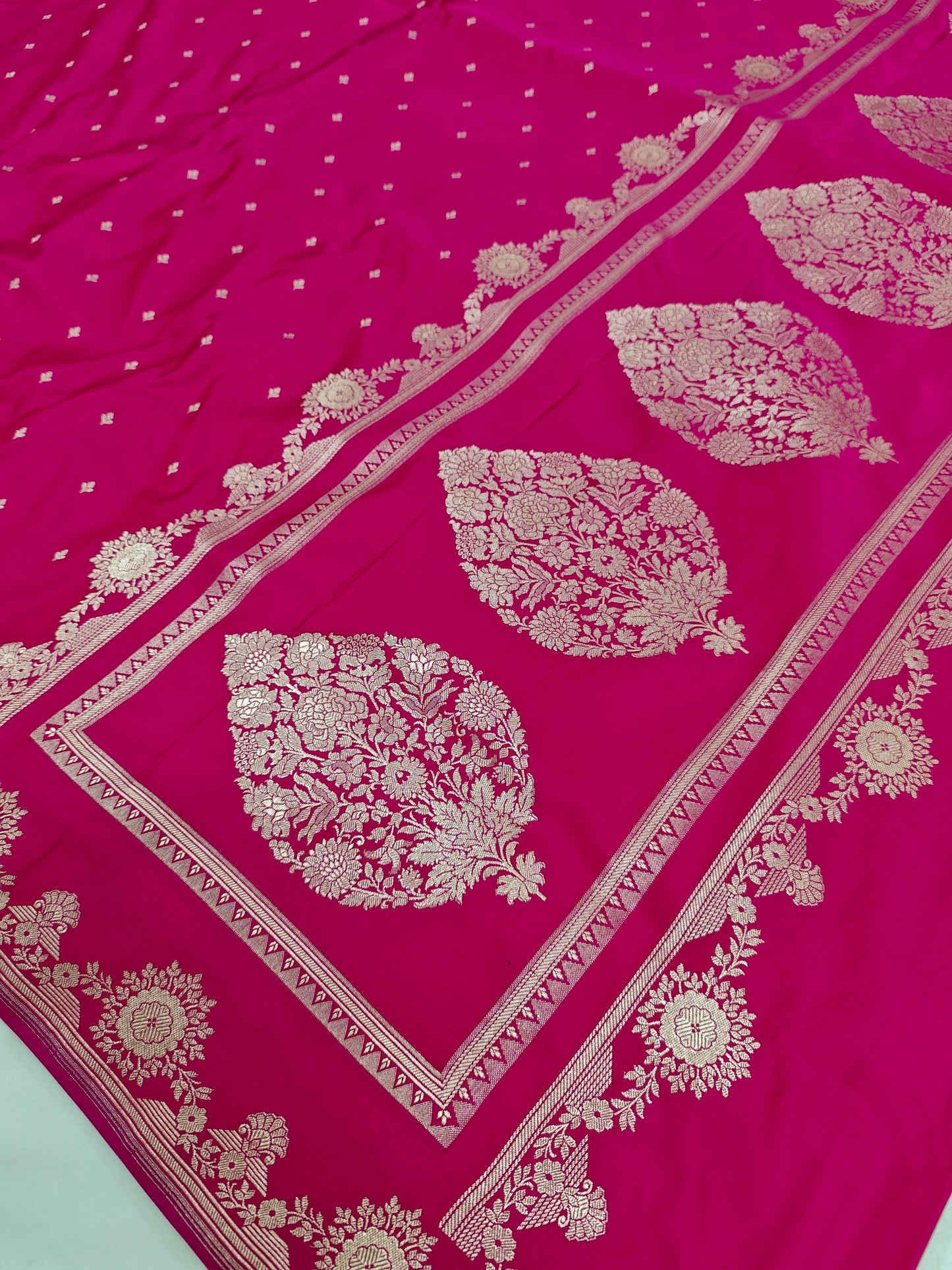 rani pink banarasi mashru saree