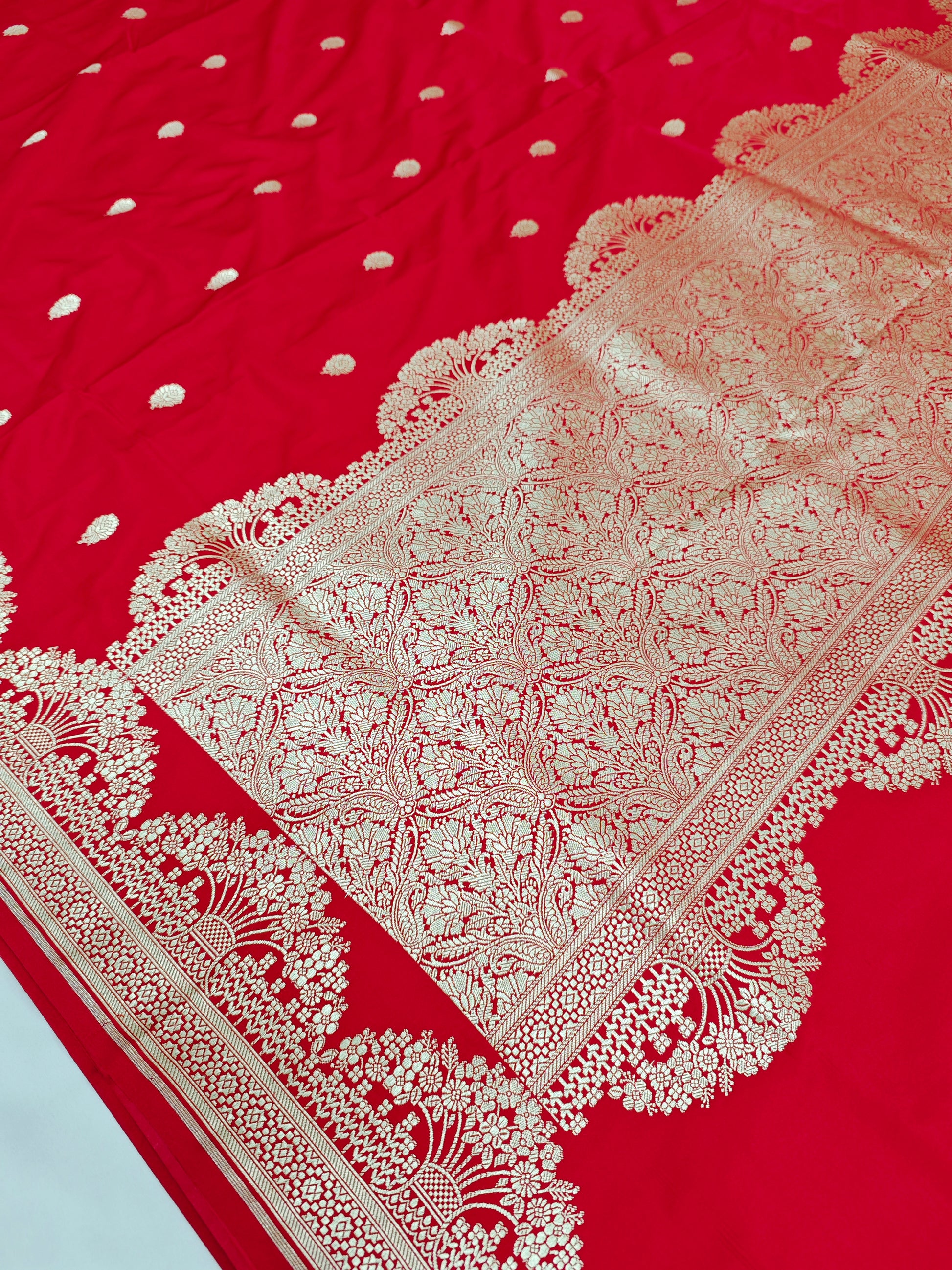 red banarasi mashru silk wedding saree