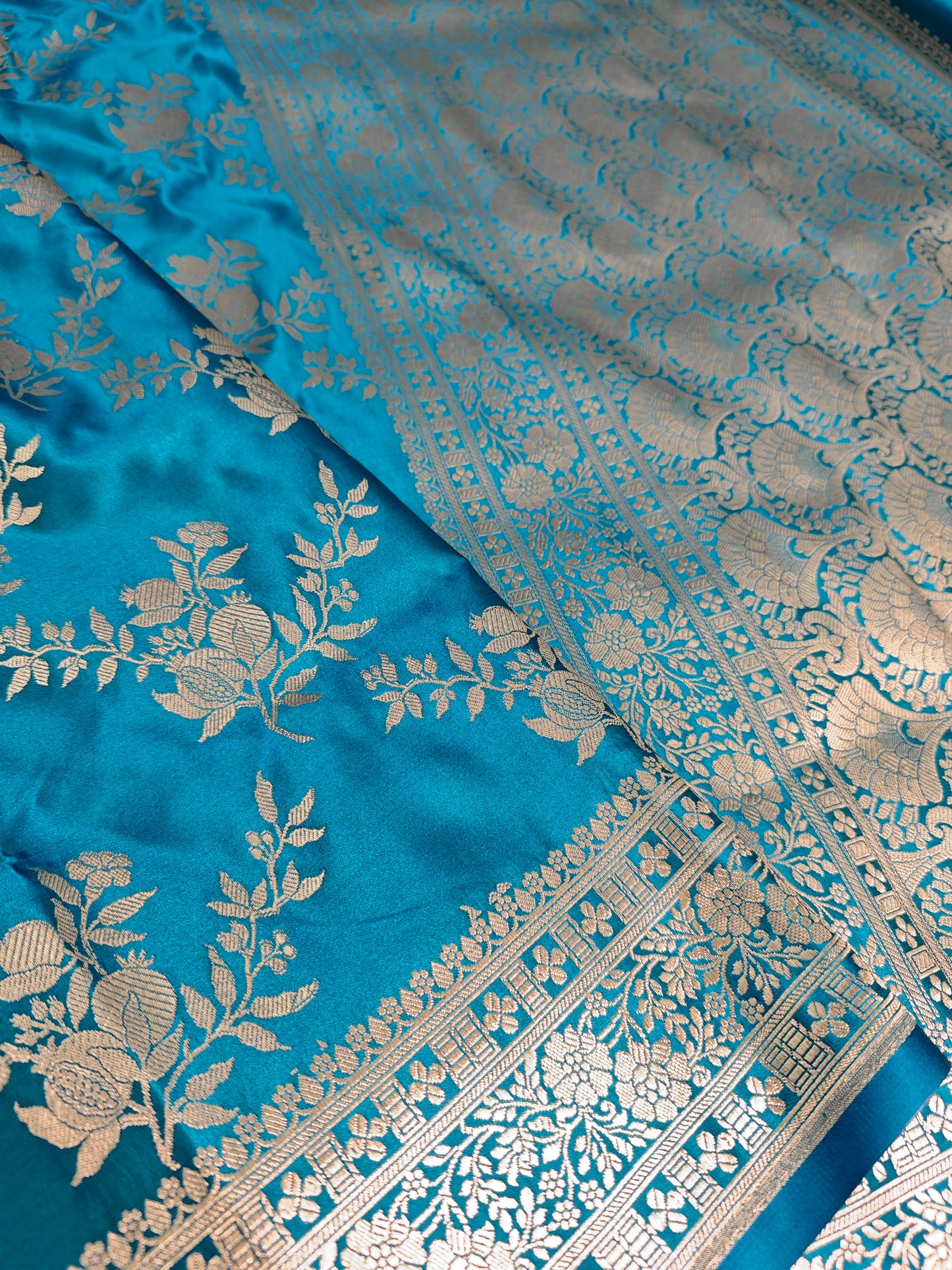 Aqua Blue Mashru Katan Jaal MS-5