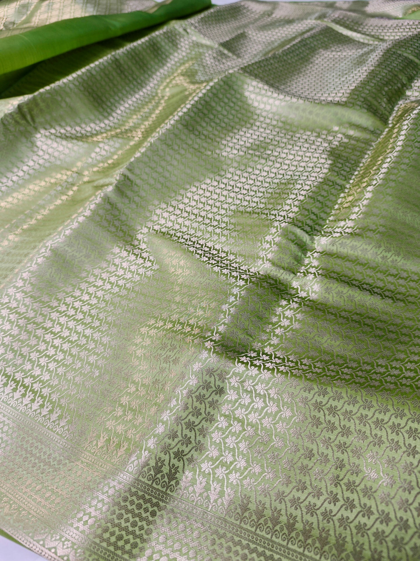 Pista shade Pure dupion silk saree DP-1