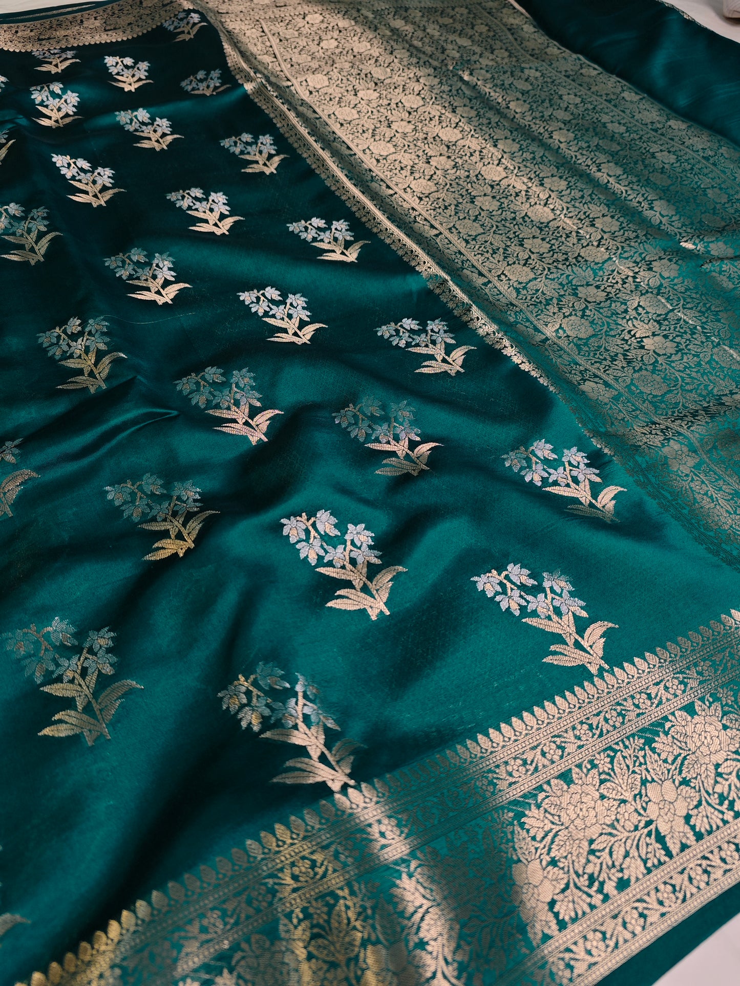 Pure Dupion Silk saree in sapphire shade DP-4