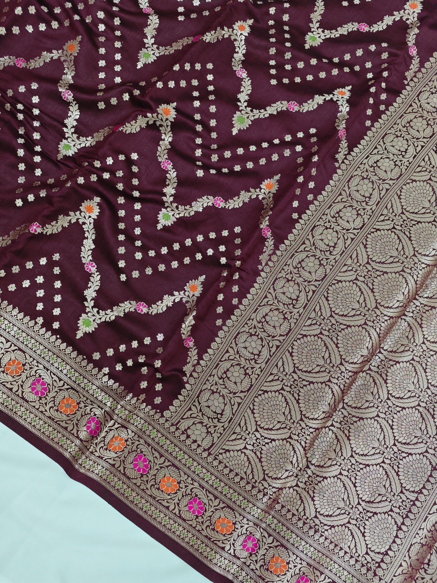 Pure chiniya silk saree with Meenakari Jaal CH-2