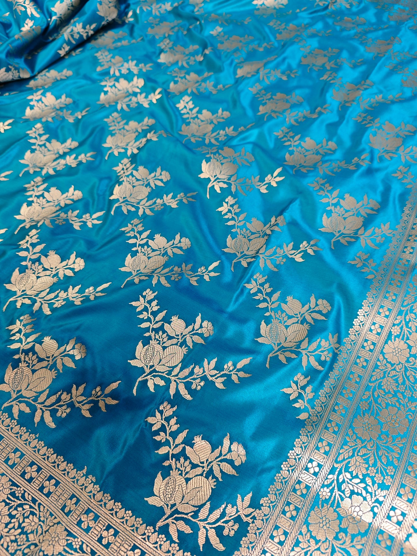 Aqua Blue Mashru Katan Jaal MS-5