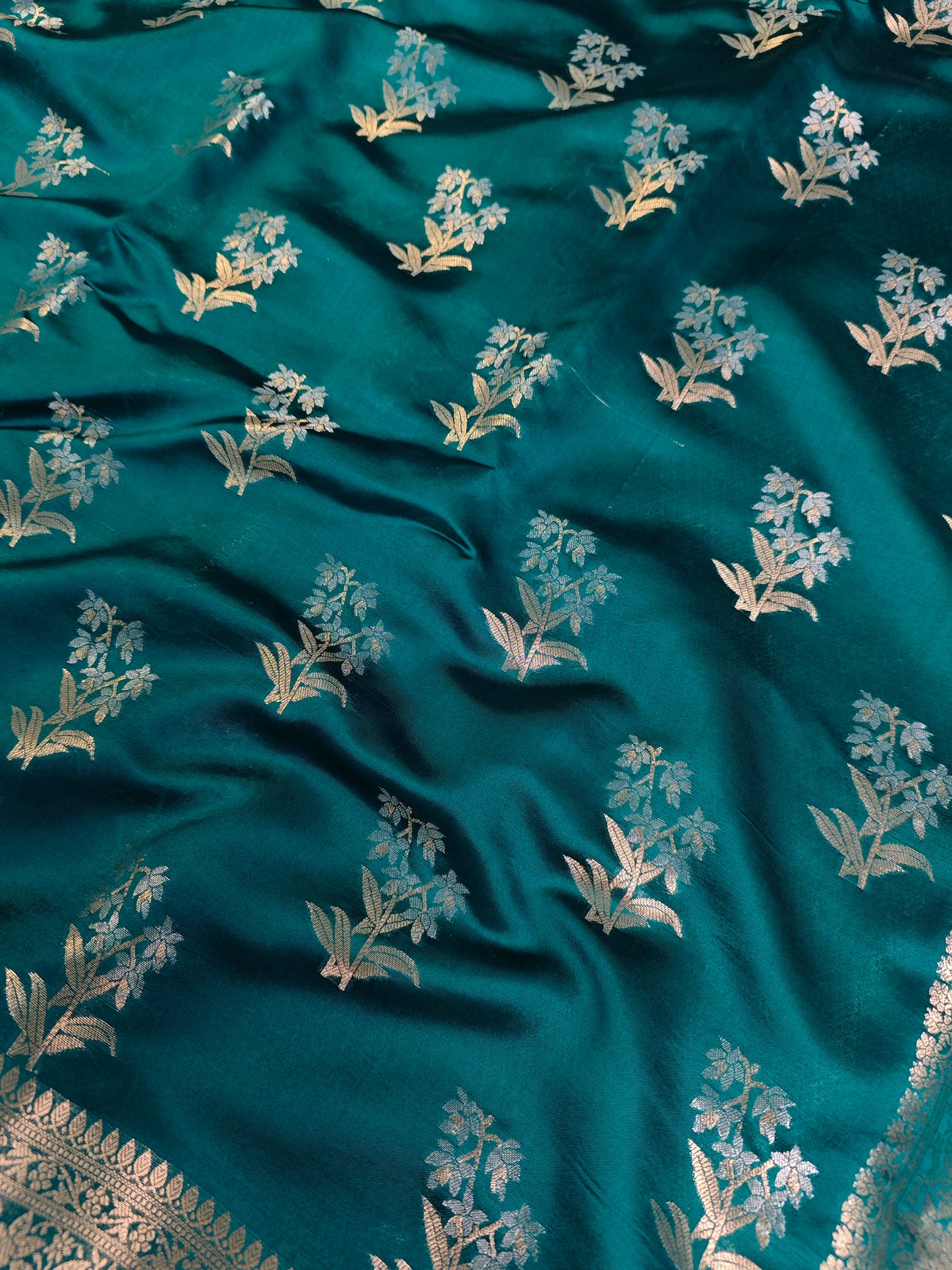 Pure Dupion Silk saree in sapphire shade DP-4