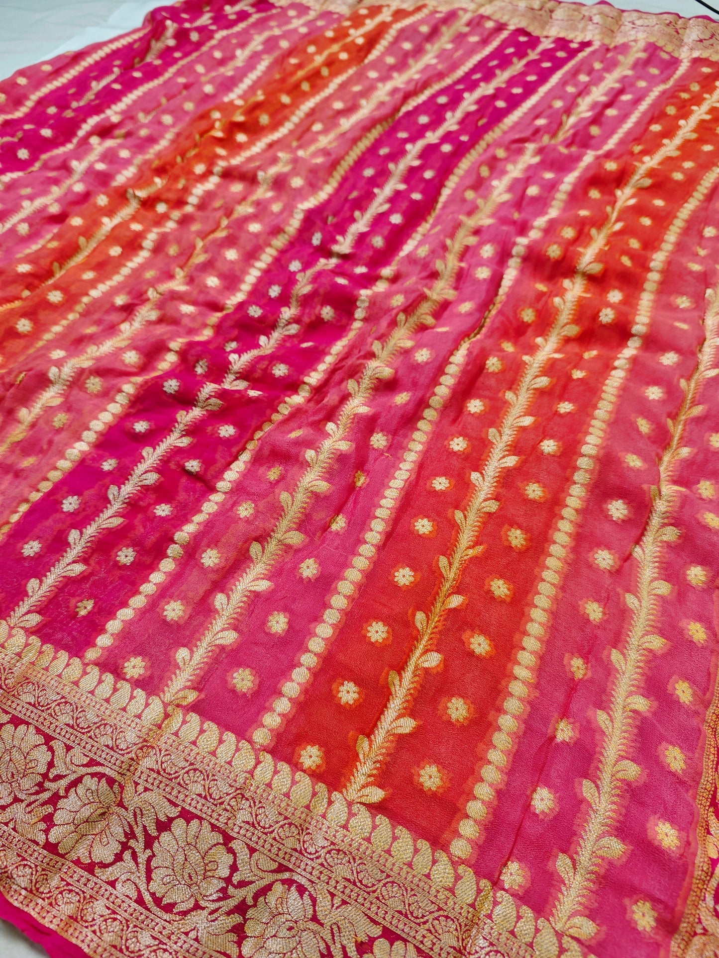 Rangkaat pattern pure chiffon silk saree CF-2