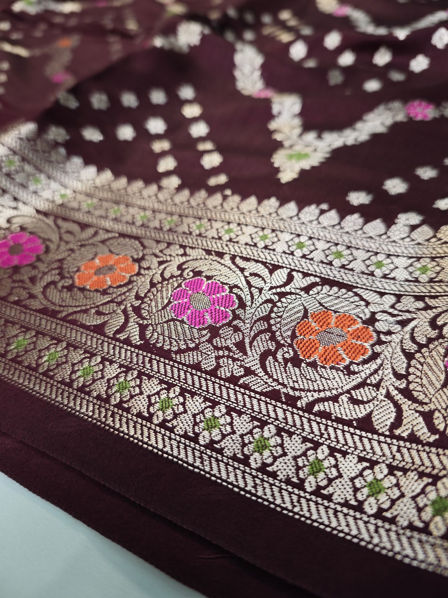 Pure chiniya silk saree with Meenakari Jaal CH-2