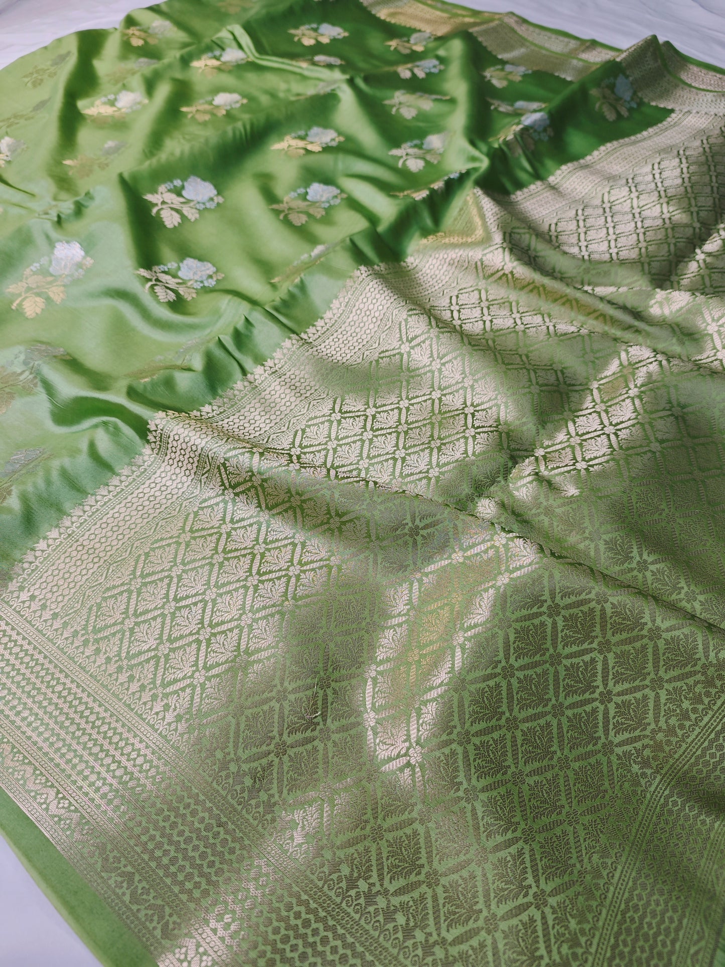 Pista shade Pure dupion silk saree DP-1