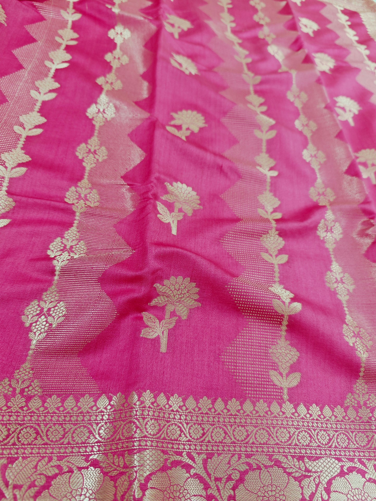 Pure chiniya silk saree in pink colour CH-1