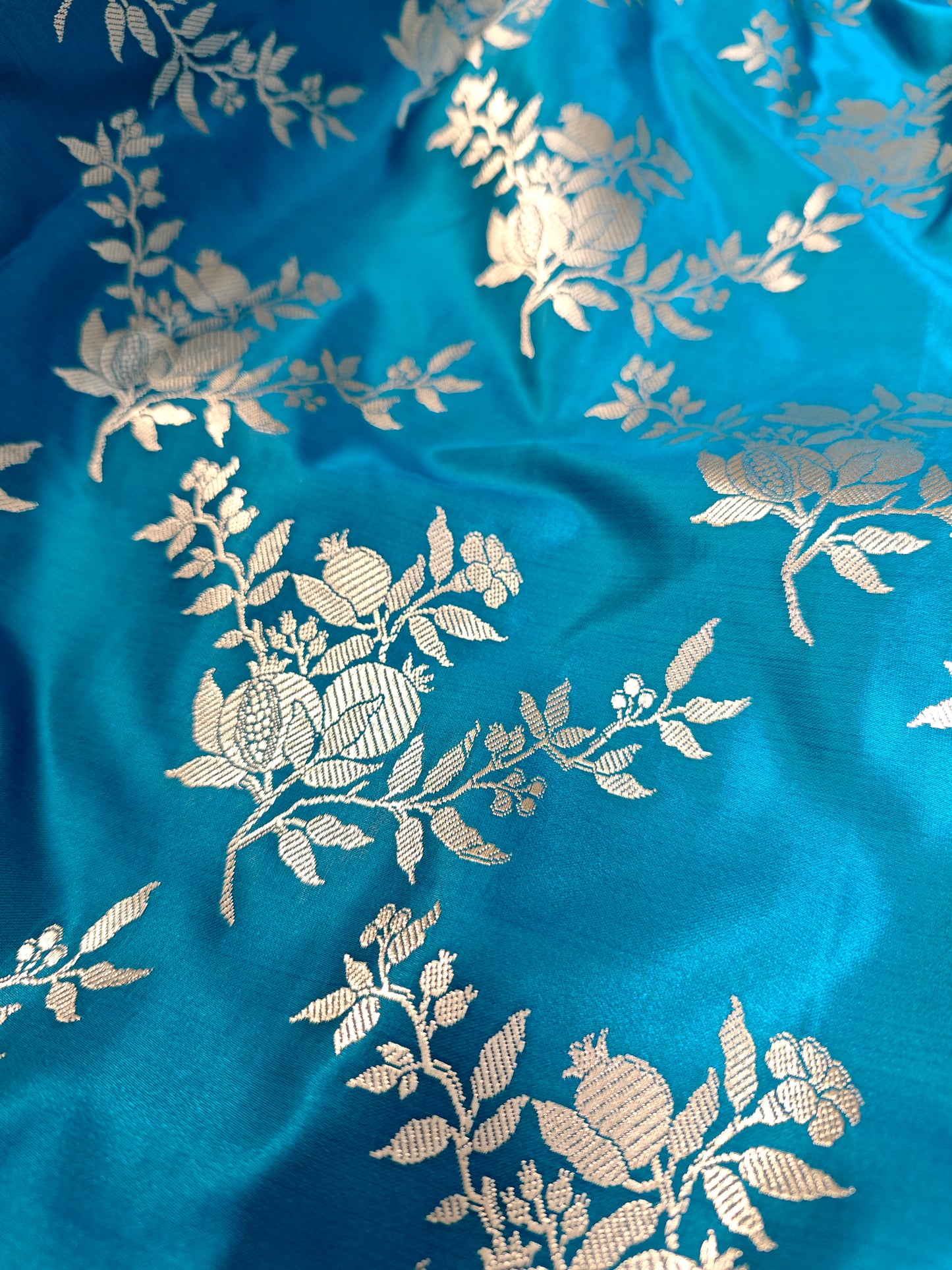 Aqua Blue Mashru Katan Jaal MS-5